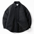 thumbnail image 3 of Chaqueta acolchada de algodón para hombre, resistente al viento, impermeable, cálida, holgada, informal, de invierno, gris, negro y azul marino., 3 of 4