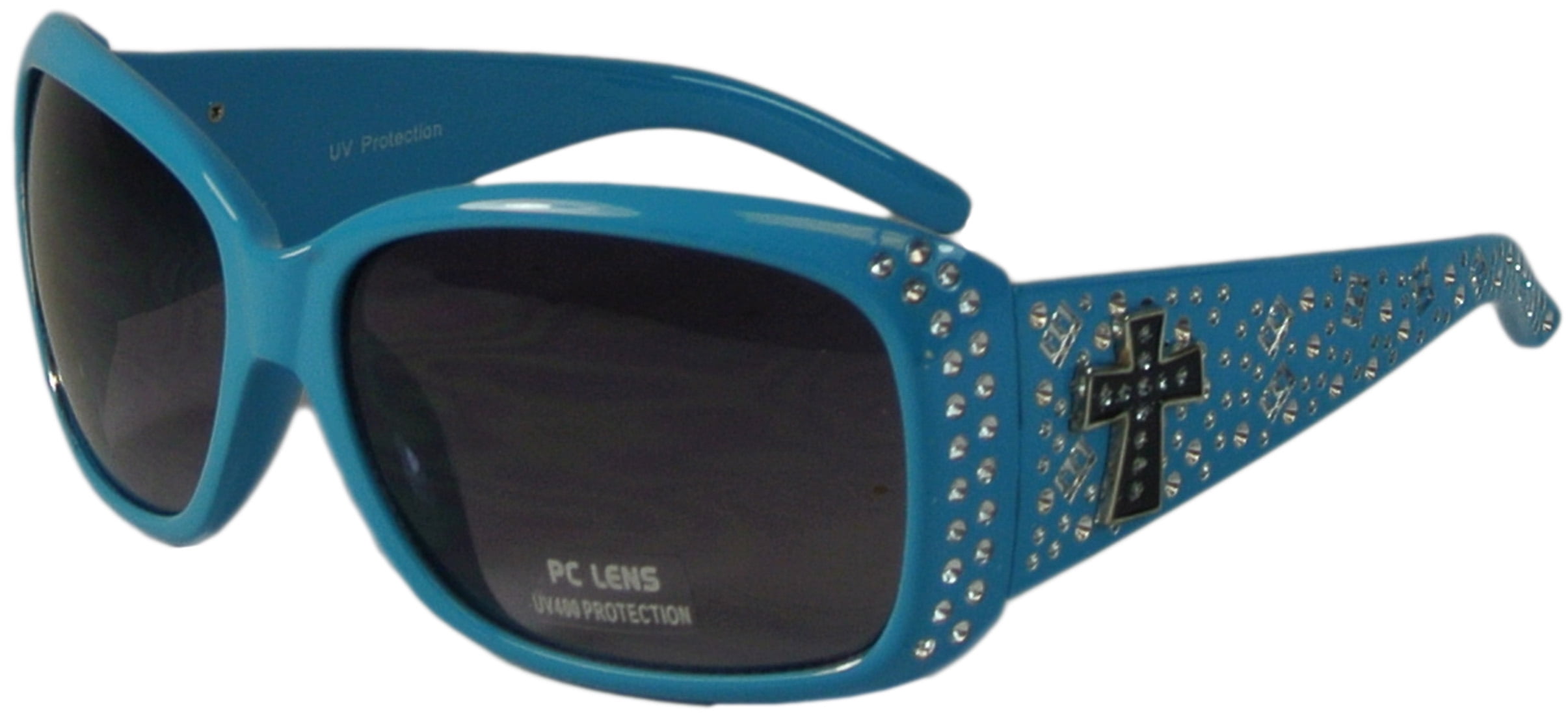 Texcyngoods Womens Bling Sunglasses with Cross UV400 Protection