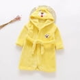 thumbnail image 2 of Gibobby Boys Girls Coral Fleece Bathrobe,Soft Plush Hooded Robe with Adjustable Belt,Cartoon Print,for Toddlers 18 Month -14 Years,Warm Loungewear Shower Robe Kids Pajamas,Yellow,Size 3-4T, 2 of 6