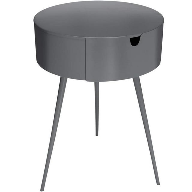 Pemberly Row Table de Nuit Contemporaine Transitionnelle en Métal Gris