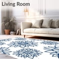 thumbnail image 2 of ODIKA 4'x6' Machine Washable Non-Slip Area Rug, Elegant Interlocking Lotus Design with Ornate Swirls and Petal Layers High Traffic Rug, Blue, 713854, 2 of 7