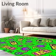 thumbnail image 2 of ODIKA 4'x6' Machine Washable Non-Slip Area Rug, Cartoon Classic Gamepad with Vibrant Abstract High Traffic Rug with Pad, Green, 719293, 2 of 8