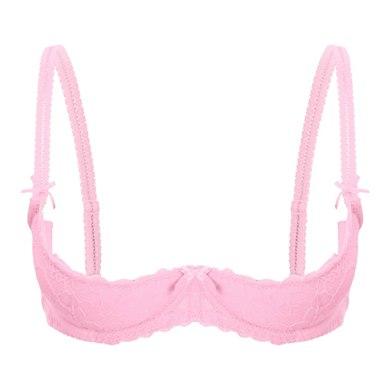 Pink Lace Full Figure Push-up Open Tip Bra 
