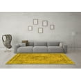 thumbnail image 3 of Ahgly Company Machine Washable Indoor Square Abstract Yellow Modern Area Rugs, 4' Square, 3 of 4