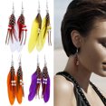 thumbnail image 2 of Pendientes de plumas, accesorio de moda, adorno de gota para la oreja, decoración colgante de penacho, pendiente colgante bohemio para adorno de Ropa, zapatos y accesorios Miscelánea Rosado Jumpingount AP010301-03, 2 of 6
