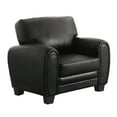 thumbnail image 2 of Black Faux Leather Living Room Chair - Retro Modern Design, 39" Wide, Solid Wood Frame, Ideal for Living Spaces - Black, 2 of 9