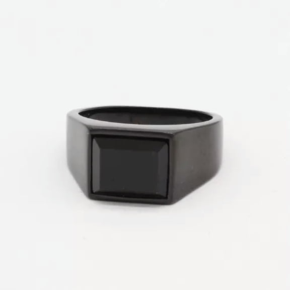 QQTDFG Men Square Tiger Eye Stone Ring Stainless Steel Biker Band Statement Size 7-12-Black Black Onyx-9