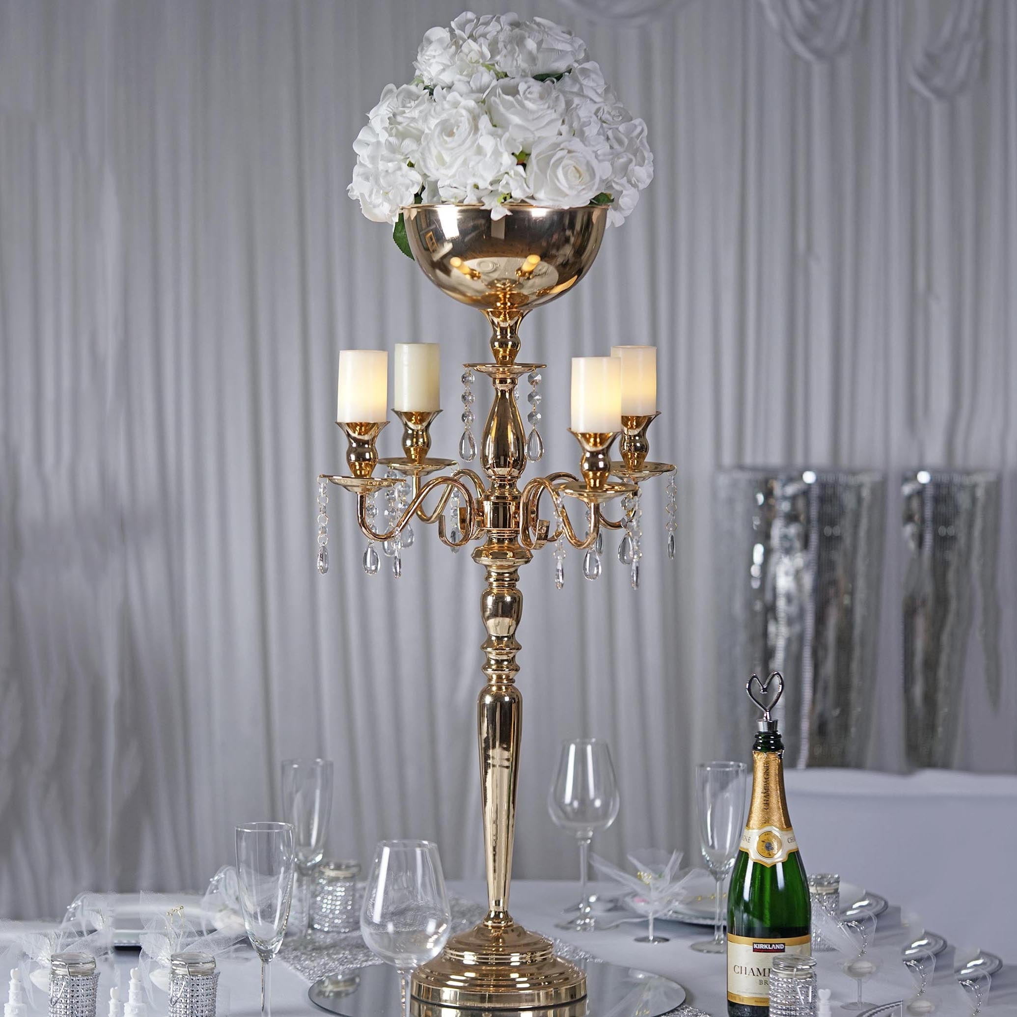 Glittering Crystals Graceful IVORY Elegance Candelabra Candle holder Centerpiece 