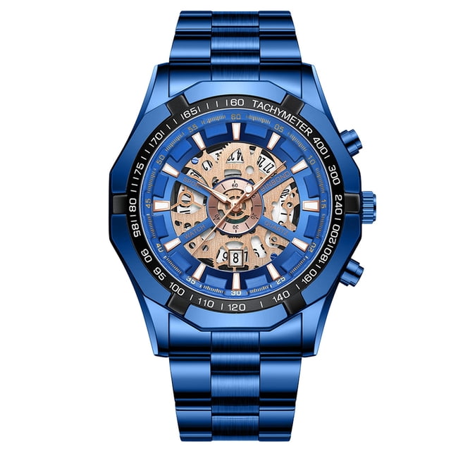 Hearth & Gear Business Quartz Watch For Men Metallic Craftsmanship High Tech Transparent Dial Sapphire Like Skeleton Design Modern Function Quartz Watch with Alarm Men Water Proof Ceramic Watch Women