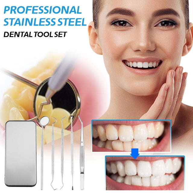 FcBaudy Metal Tooth Picking Tool Stainless Steel Toothpick Portable Oral Tooth Cleaning Tool Set Stainless steel teeth cleaning tool