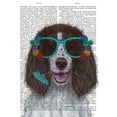 thumbnail image 2 of Fab Funky 26x32 White Modern Wood Framed Museum Art Print Titled - Springer Spaniel and Flower Glasses, 2 of 4