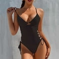 thumbnail image 3 of Lopeceal One Piece Bikini Bathing Suits for Women Hollow Out Lace Up Side Swimsuit Spaghetti Strap Summer Monokini Beachwear, 3 of 7