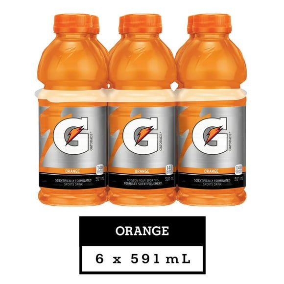 Boisson pour sportifs Gatorade Orange; bouteilles de 591 mL, emballage de 6 bouteilles 6x591mL