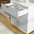 thumbnail image 3 of 4-Drawer Gray Wood Dresser for Bedroom with Gold Metal Legs, Modern Chest of Drawers Organizer for Living Room, Entryway, 3 of 6