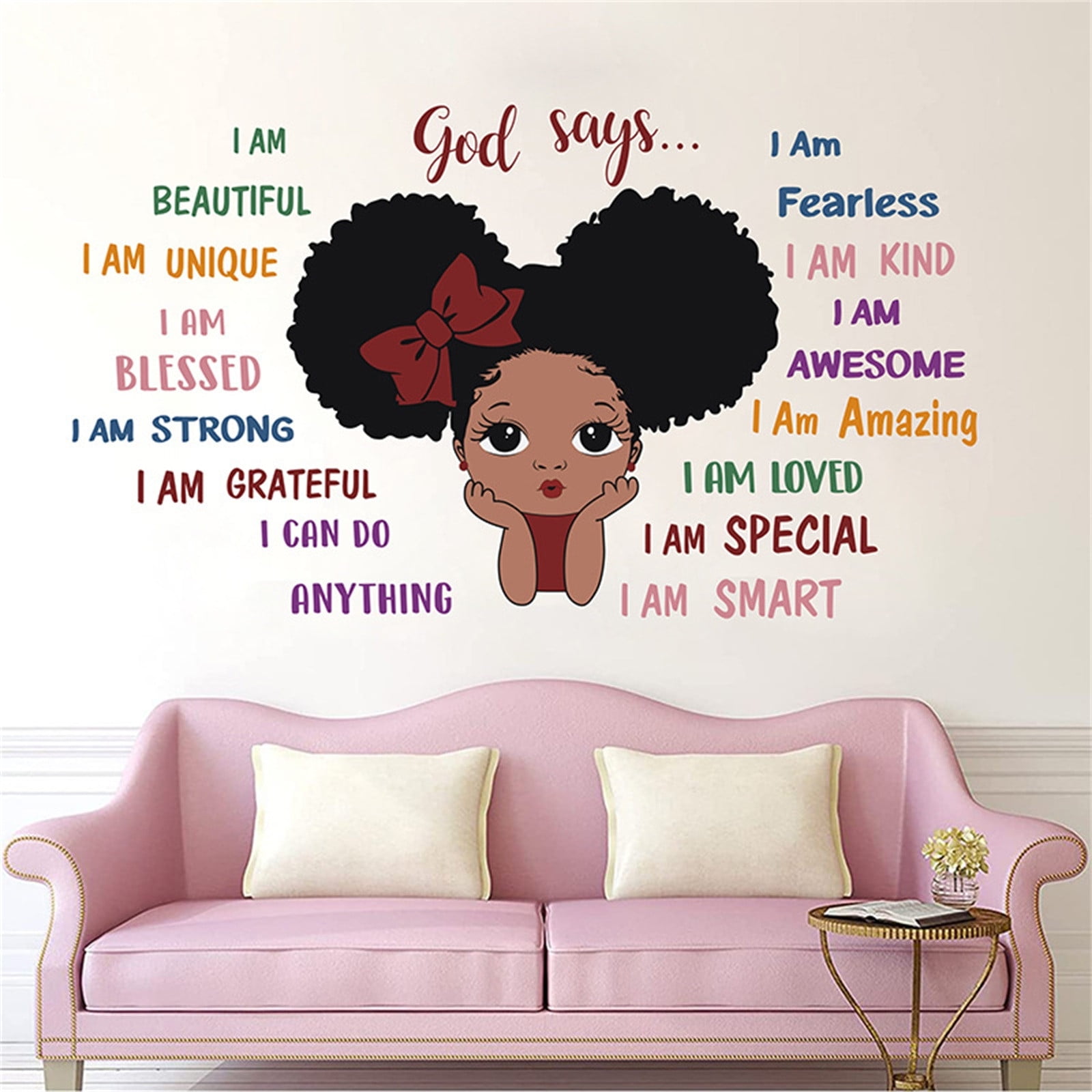 VBVC Black Girl Wall Stickers Colored English Admonition Stickers 