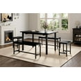thumbnail image 3 of Danolapsi 5-Piece Extendable Dining Table Set for 4-8 People,63" Extendable Kitchen Table with 2 Benches & 2 Square Stools,Space Saving Mid-Century Modern Wooden Dining Room Table,Easy Assembly, 3 of 6