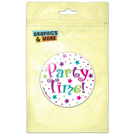 Party Time Stars and Dots Colorful Pinback Button Pin Badge