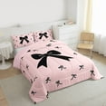 thumbnail image 4 of Homewish Ribbon Bow Tie Bedding Comforter Set,Girls Kawaii Bowknot Twin Comforter Sets,Pink Black Bedding Set For Kids,Breathable Home Decor Reversible,2 Pieces, 4 of 9