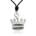 thumbnail image 1 of King Crown Silver Pewter Charm Necklace Pendant Jewelry With Cotton Cord, 1 of 1