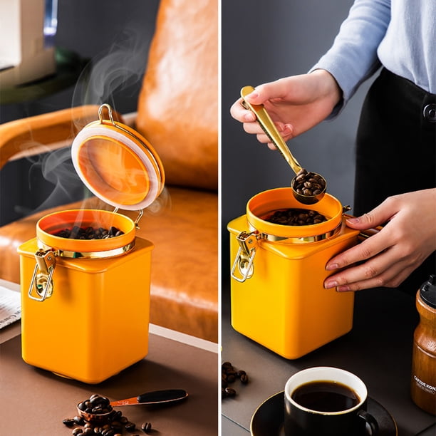 Tarro de almacenamiento sellado organizador de granos de café leche en polvo latas de comida de té (amarillo) JShteea Libre de BPA