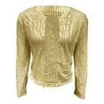 thumbnail image 5 of Lixiuxyad Women Trendy Jacket Color Block Sequin Short Jacket With Standing Collar For Women Casual Versatile Fashion Top Gold, 5 of 5