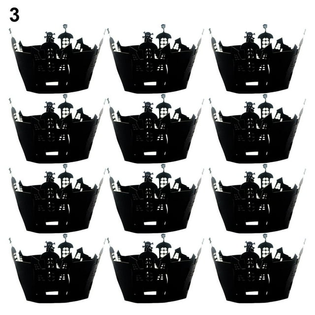 12Pcs/Set Cupcake Wrappers Safe Easy to Assemble Paper Fashion Halloween Cupcake Wrappers for Home