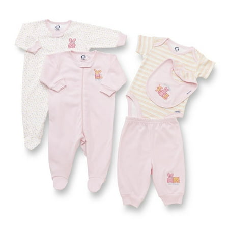 Gerber - 5-Piece Organic Cotton Babywear Set - Newborn Girl