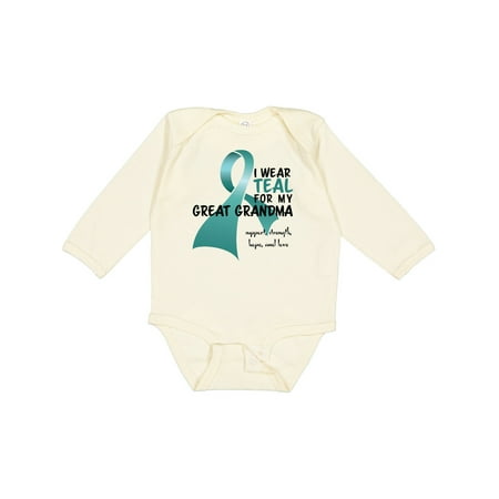 

Inktastic I Wear Teal for My Great Grandma Gift Baby Boy or Baby Girl Long Sleeve Bodysuit