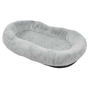 Grand lit pour chien humain, lit pour chiens humains, lit de chien humain de taille, housse amovible lavable Soft Prevent Slip Lit pour chiens humain avec graduation de poche gris