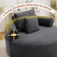 thumbnail image 5 of Muumblus 55" Indoor Round Lounge Chair, Oversized Boneless Accent Barrel Chair, Dark Gray Corduroy, 5 of 10