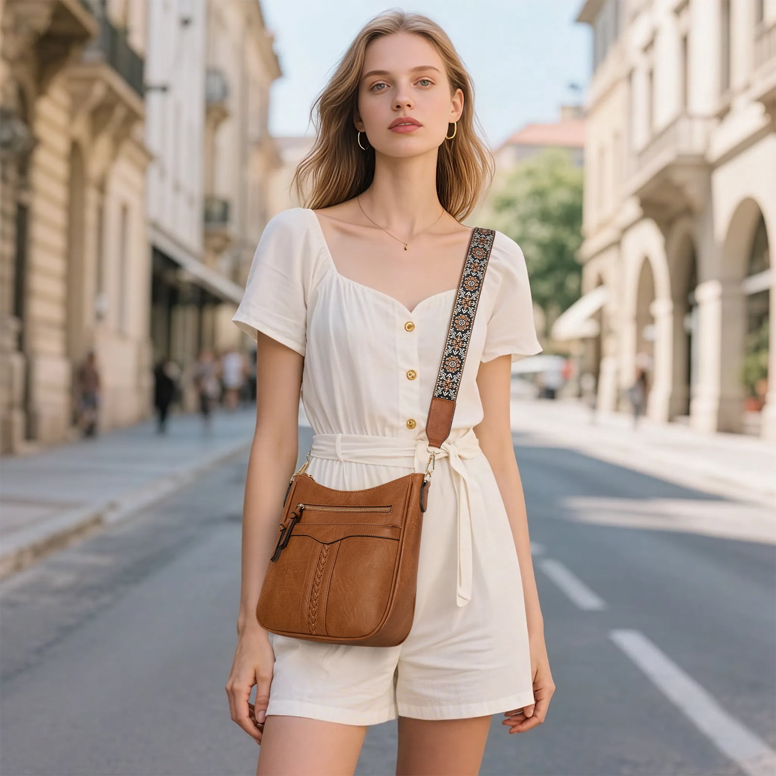RAINSMORE Roomy Crossbody Bags for Women Trendy Handbags Crossbody Purses Soft Leather Shoulder Bag Lightweight Travel Purse