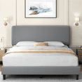 thumbnail image 3 of FullFurnique Upholstered Platform Bed Frame with Wooden Slat Support, Queen, Light Gray, 3 of 10
