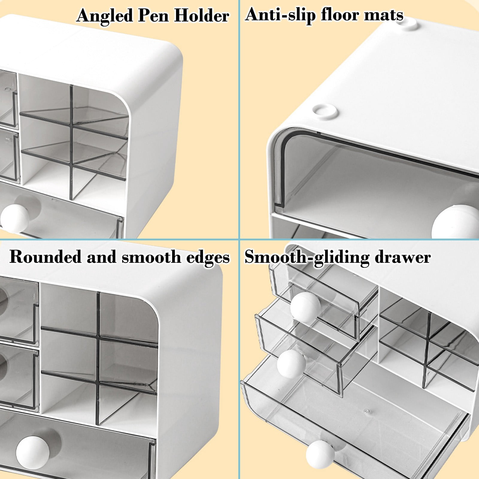 Desktop Storage Box with Drawers,7.6x6.2x4.7 Inch Student Office Accessory Organizer,Hand Account Insert Pen Container,Cosmetics Dormitory Desk Shelf for Small Items