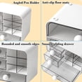thumbnail image 6 of Multi-Drawer Desktop Storage Organizer With Transparent Pull-Out Drawers, Plastic Cosmetic Jewelry Stationery Container, Compact Round White And Clear Design For Vanity Desk Office Dorm, 6 of 6