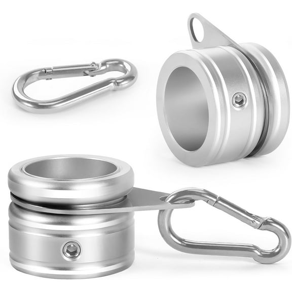 Flag Pole Rings, Aluminum Alloy Flag Pole Clips Swivels 360° Rotating Anti Wrap Mounting Ring with Carabiner, Flag Pole Kit Parts (Φ:1 Inch -Pack of 2(Silver))