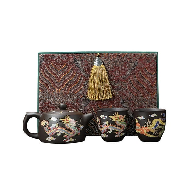 Dragon Phoenix Temperature Changing Teapot Changes Color When Exposed To Elegant Kung Teapot Hot Water Set Tea Fu Set Hand-made Set Set Dragon Kung Fu Gift Fu Phoenix Tea Teapot Kettle Kung Ha
