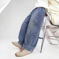 thumbnail image 5 of UACY Boys Baggy Jeans Casual Y2K Straight Wide Leg Denim Pants Teen Preppy Loose High Waisted Vintage (Blue, 15-16 Years), 5 of 8