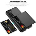 thumbnail image 2 of Samsung S22 Case with Card Holder 5G 6.1 inch Slim Dual Layer Heavy Duty Protective Galaxy S22 Case Hidden Card Slot Wallet Case for Samsung S22(Black), 2 of 13
