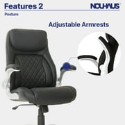 Nouhaus Posture Ergonomic PU Leather Office Chair. Click5 Lumbar Support with FlipAdjust Armrests. Modern Executive Chair and Computer Desk Chair