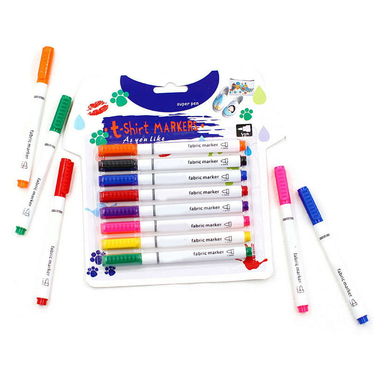 Fabric Markers Pens Permanent Paint Marker Fabric Pen 8 Colors Art Markers for Clothes Canvas T-Shirt Shoes, Size: 13.5