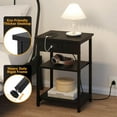 thumbnail image 5 of End Table with Charging Station Set of 2, 3 Tier Side Tables for Living Room Bedroom Office Small Space, Nightstand with Outlets & USB Ports, Bedside Table Sofa Table with Storage Shelves,Black, 5 of 7