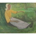 thumbnail image 3 of Richard Nicolaüs Roland Holst 17x15 Black Modern Framed Museum Art Print Titled - Woman of Huizen Sitting Under a Tree (1888 - 1895), 3 of 5