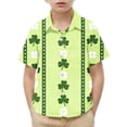 thumbnail image 5 of Boys St.Patrick's Day Shirt Clover Printed Short Sleeve Button Up Shirts Hawaiian Beach Casual Dress Shirts Size 2-10 Years, 5 of 6