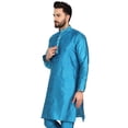 thumbnail image 3 of SKAVIJ Men's Tunic Art Silk Kurta Ethnic Indian Long Casual Shirt Party Medium Turquoise, 3 of 6