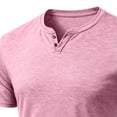 thumbnail image 5 of Nestiefly Mens Cotton Notch Neck T-Shirts Short Sleeve Button Casual Basic Tees Work Shirts 2026 Pink XL, 5 of 8
