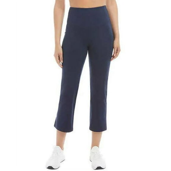 Jockey Ladies' Cropped Slit Flare Activewear Yoga Pants, Dark Navy Small