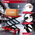 thumbnail image 3 of Hydraulic Lift Table Cart 330 lbs Capacity 50 In Double Scissor Lift Table with Locking Wheels and Non-Slip Platform for Material Handling Red, 3 of 8