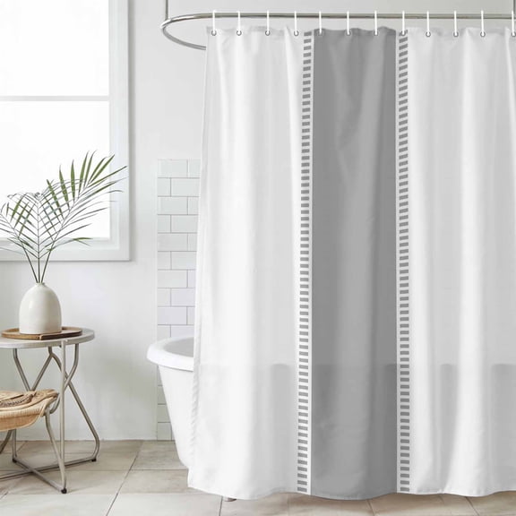 Gray Solid Color Texture Waterproof Fabric Shower Curtain,Simple Grey Stripes Waterproof Fabric Shower Curtain for Bathroom Curtains Bathtubs Hotel Shower Curtains with 12 Hooks Standard 60x72
