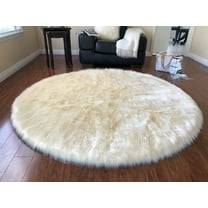 Soho Luxurious Faux Sheepskin Round Shape Cream Shag Area Rug