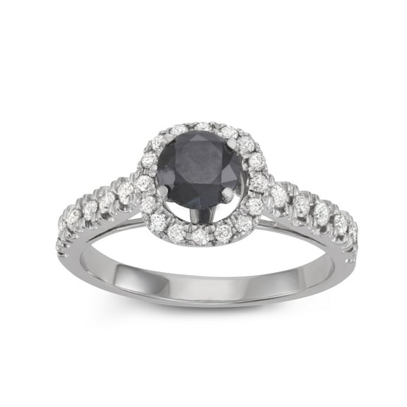 MyDiamondBox 1 1/2 cttw with 1 ct Black Diamond Center Engagement Ring crafted in 10KT White Gold Real Diamond Ring for Women, US7